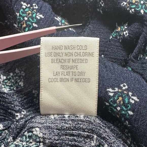 loralette Womens 3X Navy Floral Boho V-Neck Peasant Top 3/4 Sleeves Hippie - Picture 5 of 7